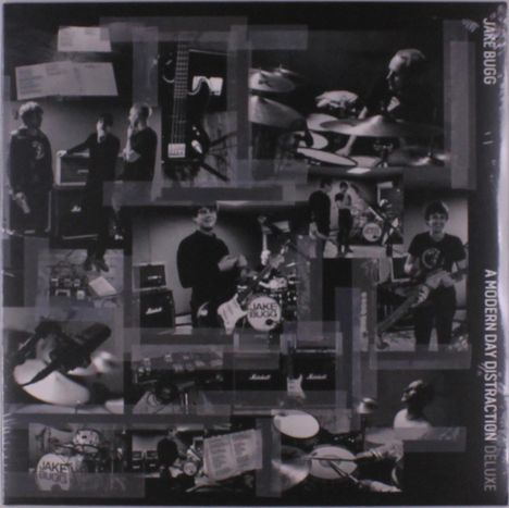 "JAKe BUGG" und "A MODERN DAY DISTRACTION DELUXE" stehen seitlich auf einer Collage aus Musikaufnahmen.