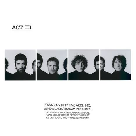ACT III. Unterhalb sind fünf Schwarz-Weiß-Porträts von Männern. Unten Text über Rechte und Anweisungen.