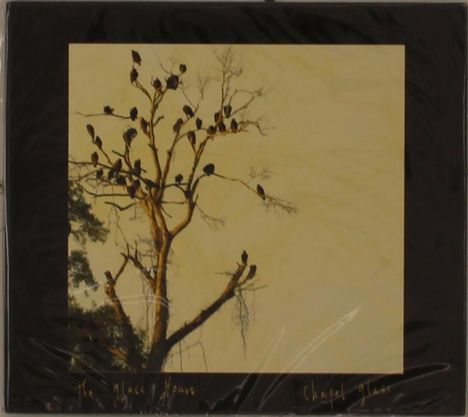 Text: "The Black Hours, Chapel Glass." Illustration eines kahlen Baumes voller schwarzer Vögel vor hellem Hintergrund.