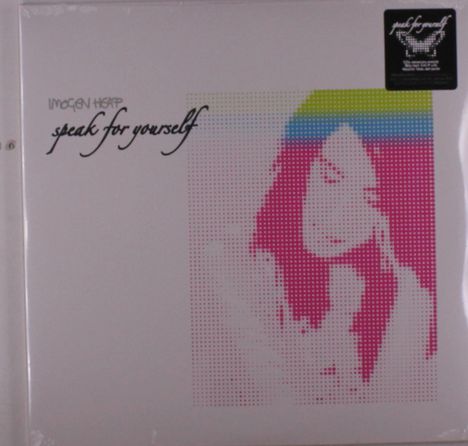 „Imogen Heap, speak for yourself“, Künstlerbild aus Punkten in Pink, Gelb und Blau.