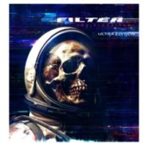 Text: "Filter" und "Ultra Numb". Illustration eines Astronautenhelms mit einem Totenschädel darin.