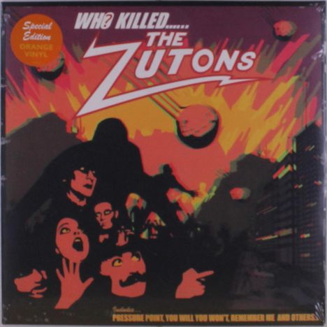 Cover mit der Aufschrift: "Who Killed... The Zutons". Silhouetten erschrockener Personen vor Flammen und fallenden Meteoriten.