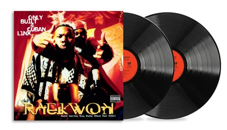 "Only Built 4 Cuban Linx…" oben. "Chef Raekwon" groß unten. Zwei Personen in Nahaufnahme mit intensiven Ausdrücken.
