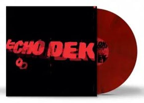 Text: "ECHO DEK" in großen, roten Buchstaben. Eine rote Schallplatte ragt hervor.