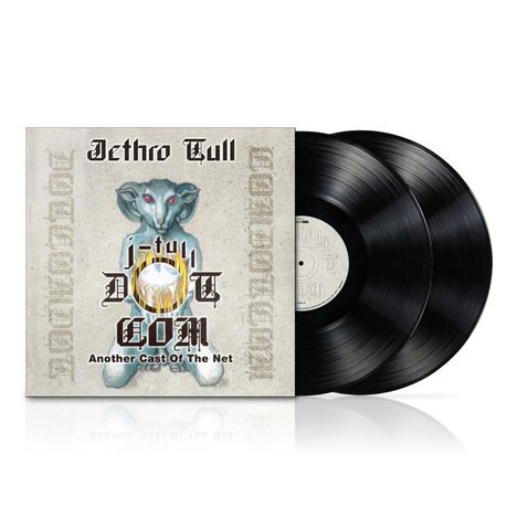 Text: "Jethro Tull", "Dot Com", "Another Cast Of The Net".  
Cover mit einer bläulichen Kreatur und zwei Schallplatten.