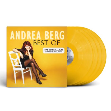 Texte: "ANDREA BERG BEST OF" und "DAS REKORD ALBUM DAS KANN UNS KEINER NEHMEN".  
Frau mit roten Haaren in Jeansjacke.