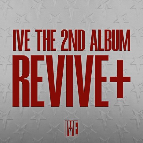 Text: "IVE THE 2ND ALBUM", "REVIVE+", "BANGERS". Gelber Hintergrund mit weißen Sternen, Buchcover mit Silhouetten.