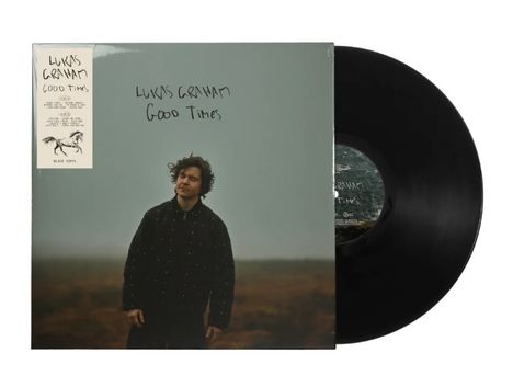 "LUKAS GRAHAM, GOOD TIMES" steht auf der Hülle einer Schallplatte mit einem Porträt eines nachdenklichen Mannes im Freien.