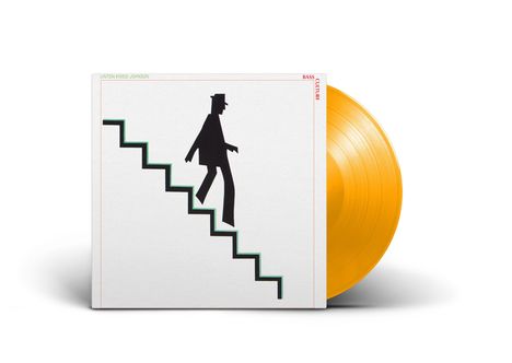 Text: "Linton Kwesi Johnson", "Bass Culture". Illustration: Schwarz-weiße Figur geht eine Treppe hinunter. Goldene Schallplatte.