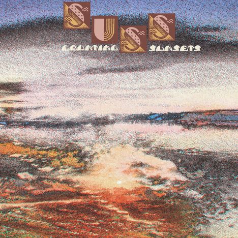 Text: "SUSS" und "Lighting Sunsets". Eine bunte, verschwommene Landschaft mit lebhaften Sonnenuntergangsfarben.