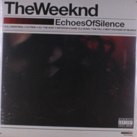 Der Text "The Weeknd" und "Echoes of Silence" steht oben, darunter Titelnummern; Hintergrund ist dunkel und schwer erkennbar.