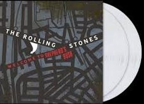 "The Rolling Stones", "Welcome to New York 1998". Platten-Cover mit abstraktem Stadtplan und zwei weiße Vinyl-Schallplatten.