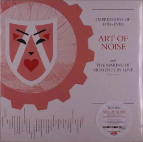 Impressions of for+ever, Art of Noise, and the Making of Moments in Love. Grafik mit stilisiertem Gesicht und Zahnrad.