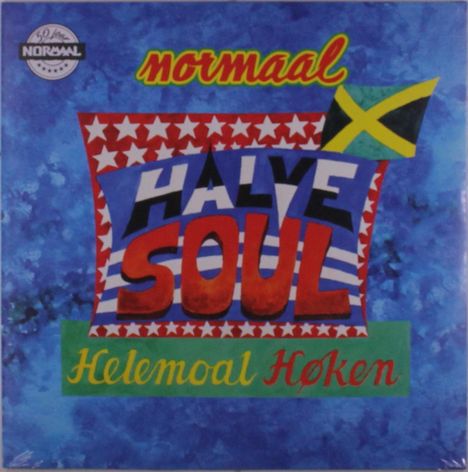 "normaal", "HALVE SOUL", "Helemoal Höken"; bunte Gestaltung mit Sternen und einem Flaggen-Element auf blauem Hintergrund.
