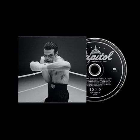 Die CD zeigt den Text "IDEOLS YUNGBLUD". Vorderseite: Boxender Mann in Schwarz-Weiß.