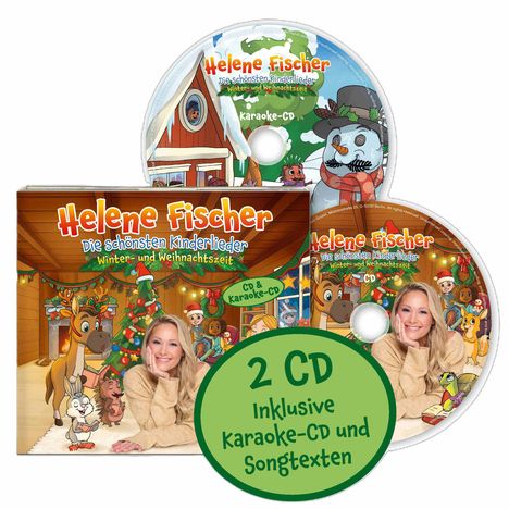 "Helene Fischer: Die schönsten Kinderlieder, Winter- und Weihnachtszeit, 2 CD inklusive Karaoke-CD." Glitzernde Weihnachtskulisse.