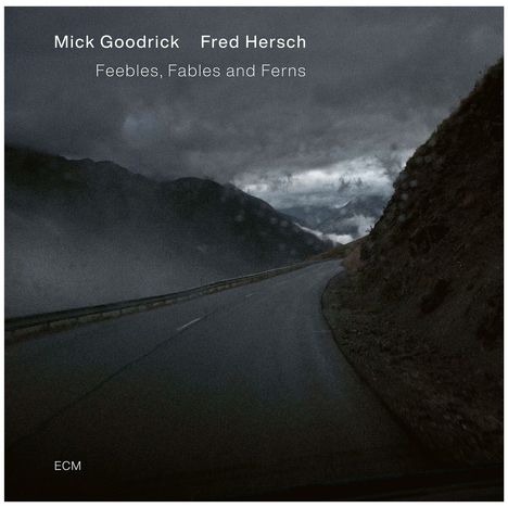 Text: Mick Goodrick, Fred Hersch, Feebles, Fables and Ferns. Eine kurvige Straße bei düsterem, wolkigem Himmel.