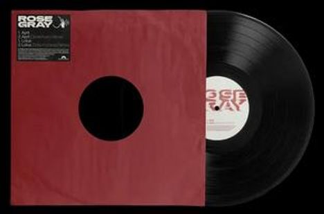 Text: „Rose Gray”, „A1: Synch”, „A2: Blue”, „B1: Easy”, „B2: Prettier Than You”. Schallplatte in roter Hülle.