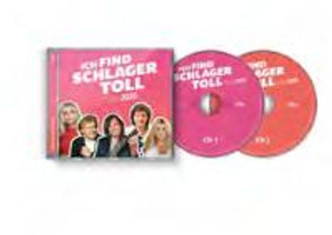 "ICH FIND SCHLAGER TOLL 2021". CD-Hülle in Pink mit Porträts, zwei CDs daneben.
