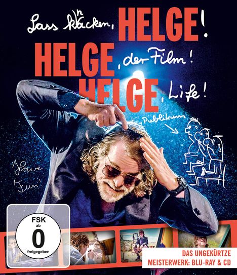 Helge Schneider: Lass knacken, Helge! Helge, der Film! Helge Life!, 1 Blu-ray Disc und 1 CD