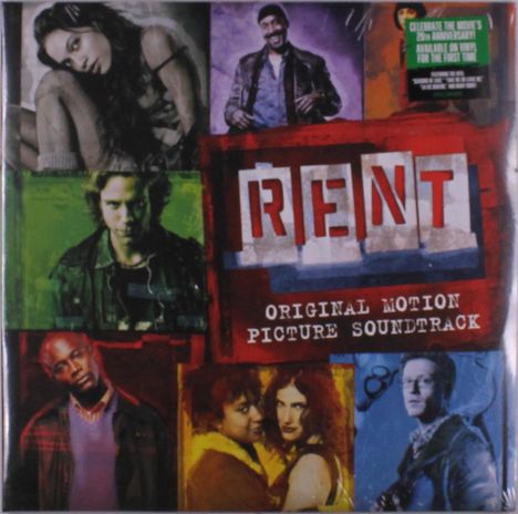 "Rent: Original Motion Picture Soundtrack". Verschiedene Porträtbilder in einem kreativen, bunten Layout.