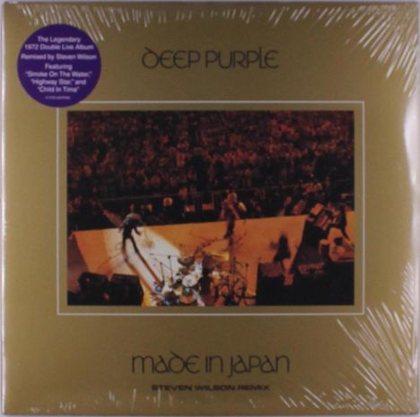 Zu lesen sind „Deep Purple“, „Made in Japan“, „Steven Wilson Remix“. Eine Konzertszene auf einem Albumcover.