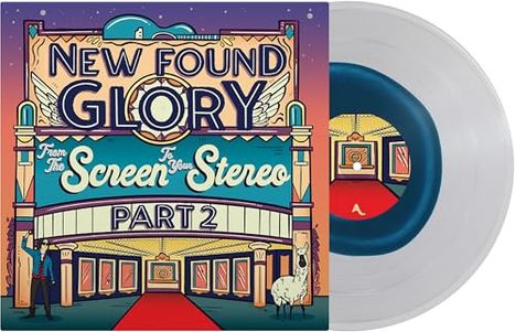 "NEW FOUND GLORY", "From the Screen to Your Stereo Part 2" auf einem farbenfrohen Albumcover mit Retro-Kino-Design.
