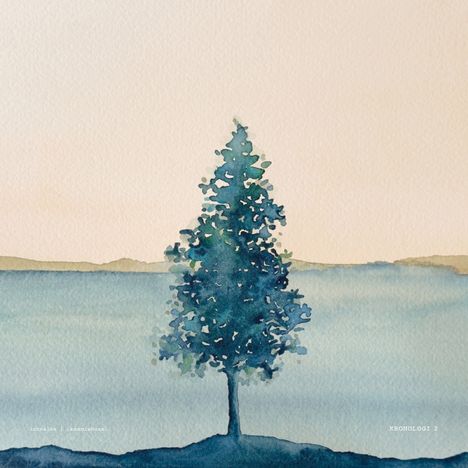 Text: "iamanirwithcamera", "KRONOLOGI 2". Aquarell-Illustration eines Baums vor einer weiten, sanften Landschaft.