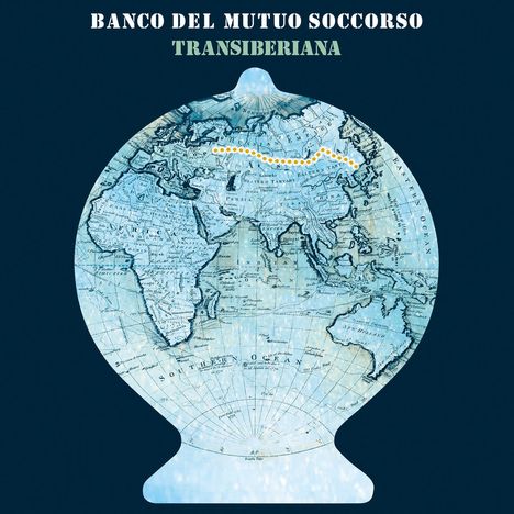 Text: "BANCO DEL MUTUO SOCCORSO TRANSIBERIANA". Alte Weltkarte innerhalb einer Glühbirnenform.