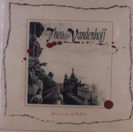 "Spiele in der großen Stadt" und "Theo Vandenhoff". Illustration einer Stadtansicht mit Statue und roten Klecksen.