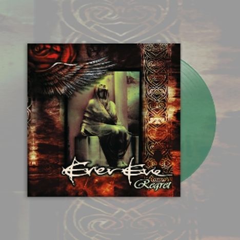 Text: EverEve, Regret. Ein mystisches Cover mit einer sitzenden, verschleierten Figur, Flügel und keltischen Mustern.