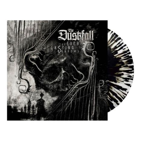 „The Everlasting Shadows“ von „The Duskfall“. Ein düsterer Hintergrund mit Schädelmotiv und silhouettenhaften Figuren.