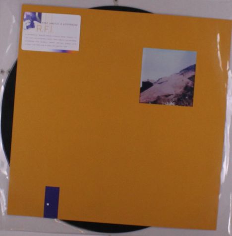 Ein gelbes Plattencover mit "R.F.I." und einem kleinen Landschaftsfoto oben rechts.