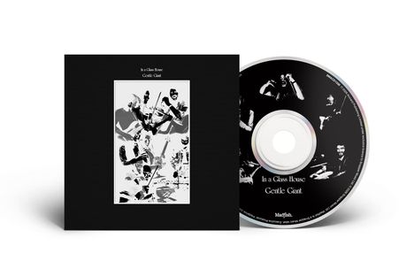 Text: "In a Glass House", "Gentle Giant", "Madfish". Schwarze CD mit stilisierter weiß-schwarzer Band-Abbildung.