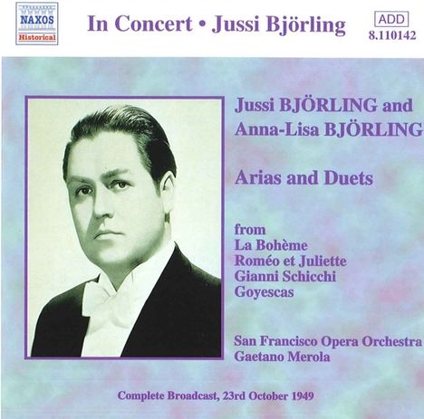 Jussi &amp; Anna-Lisa Björling - Arias &amp; Duets, CD