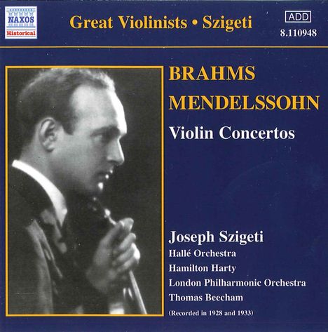 Joseph Szigeti spielt Violinkonzerte, CD