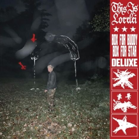 "This is Lorelei", "Box for Buddy", "Box for Star Deluxe". Ein Mensch steht in einer nächtlichen Waldszene.