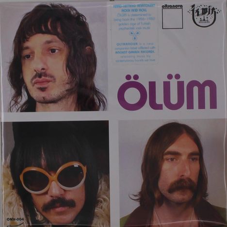 „ÖLÜM“ in lila Schrift; drei Männerporträts, oben links ein Mann mit langen Haaren, unten Männer mit Sonnenbrille bzw. Schnurrbart.