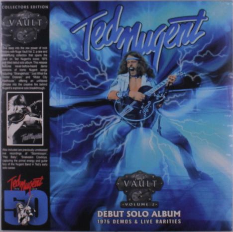 "Debut Solo Album: 1975 Demos & Live Rarities". Illustration mit Gitarrist vor blauen Blitzen.