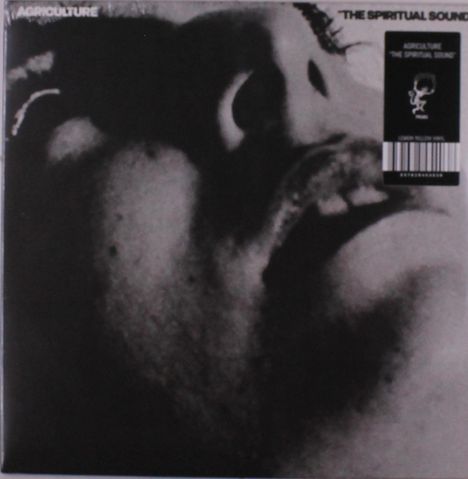 Text: "AGRICULTURE", "THE SPIRITUAL SOUND". Schwarz-weißes Close-up eines Gesichts, halb im Schatten.