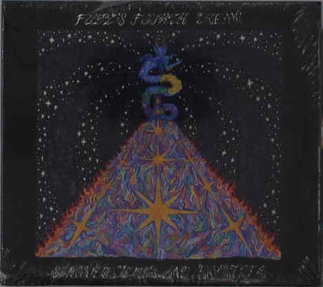 Text: "FEEL'S FOURTH DREAM" oben und weitere nicht beschriebene Texte. Illustration: Bunte Pyramide mit Sternmotiv und Schlange im Weltraum.