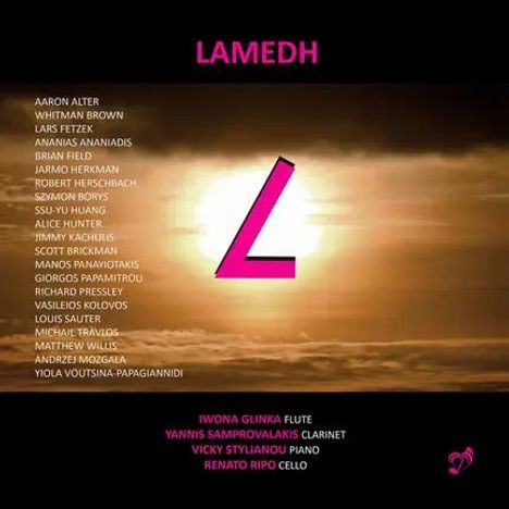 Texte: LAMEDH, Iwona Glinka, Yannis Samprovalakis, Vicky Stylianou, Renato Ripo. 
Großes pinkes "L" in der Mitte.