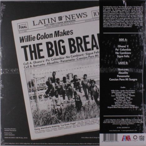 Willie Colon: Wanted By FBI / The Big Break - La Gran Fuga, LP
