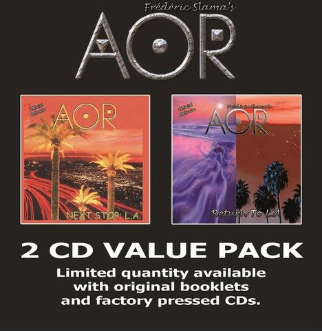 "2 CD VALUE PACK. Limited quantity available with original booklets." Zwei CD-Cover mit Palmen und Stadtszenen.