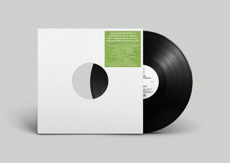Grüner Text: DJ Linus kehrt mit groovigem House zurück. Enthält Marco Resmann Edit. Schwarze Schallplatte in weißem Cover.