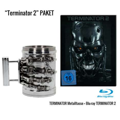 Terminator 2: Tag der Abrechnung (Geschenkset mit Tasse T-800 Metallhand) (Blu-ray im Steelbook), 1 Blu-ray Disc und 1 Merchandise