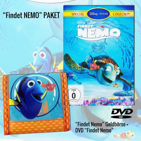 Findet Nemo (Geschenkset mit Findet Dori Geldbeutel), 1 DVD und 1 Merchandise