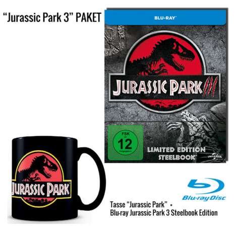 Jurassic Park 3 (Geschenkset mit Tasse) (Blu-ray im Steelbook), 1 Blu-ray Disc und 1 Merchandise
