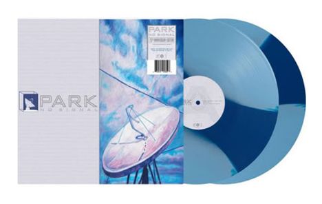 "Park No Signal" auf einem Cover mit Radioteleskop-Illustration und zwei blauen Schallplatten.