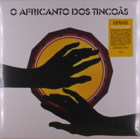 "O Africanto dos Tincoãs" steht oben. Zwei schwarze Hände berühren eine gelbe Trommel in der Mitte.